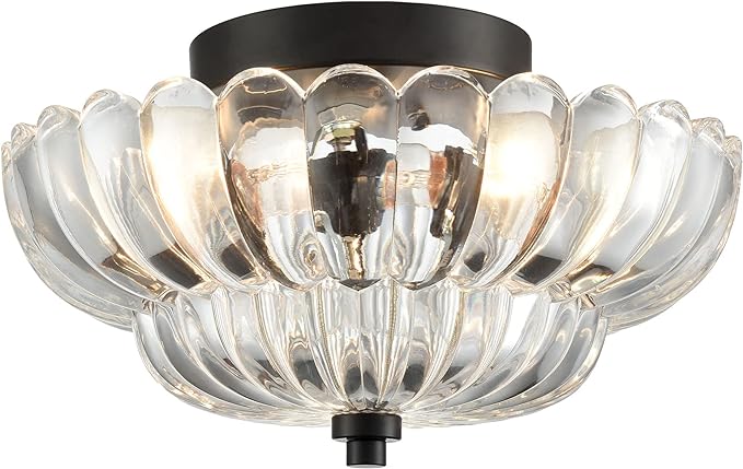 Modern Black Flush Mount Ceiling Light 3-Light Close to Ceiling Light Fixtures with