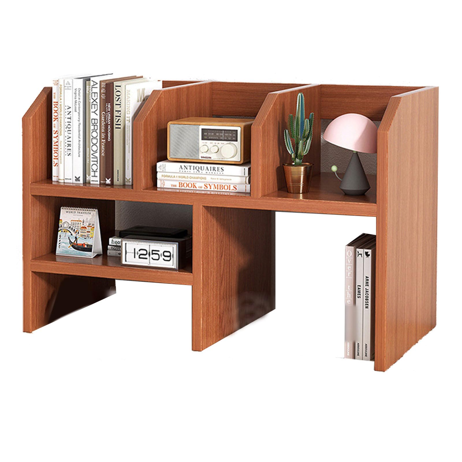 Shelf Freestanding Wooden Small Bookshelf Desk Supplies Organizers and Accessories