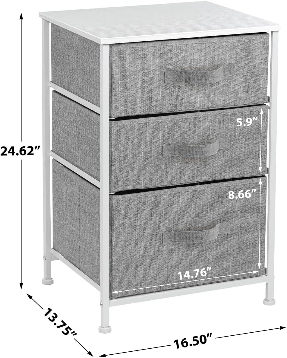 Nightstand with 3 Drawers - Bedside Furniture