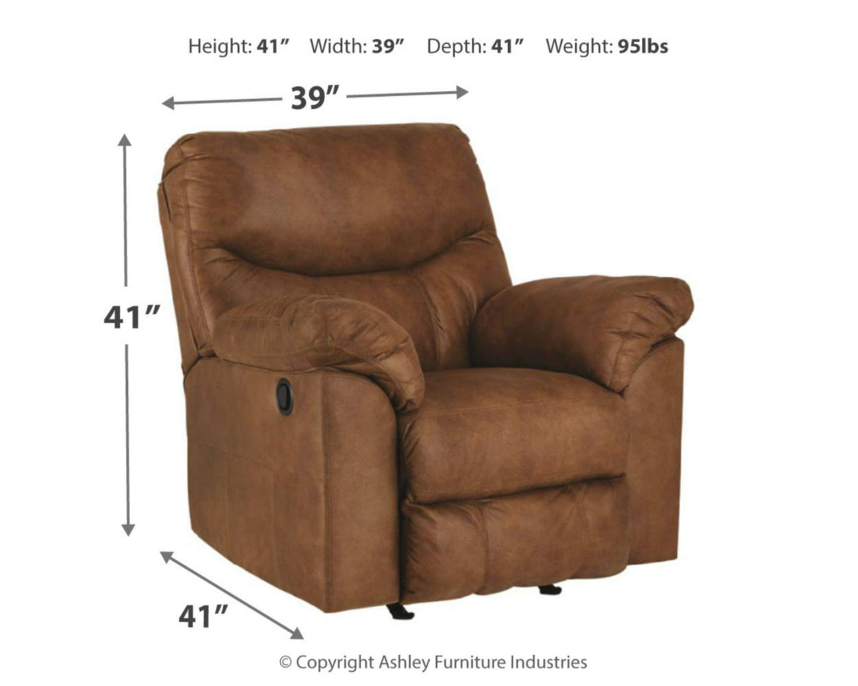 Boxberg Oversized Faux Leather Manual Pull Tab Rocker Recliner, Brown