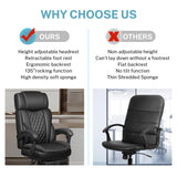 Leather Office Chair, Big and Tall Office Chair with Footrest Home Office Desk Chairs,