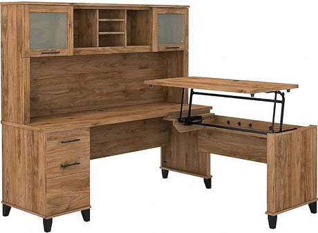 ErgoLift 3-Position L-Shaped Desk with Hutch & Adjustable Standing Feature