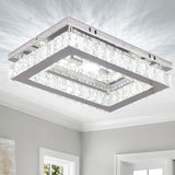 LED Crystal Ceiling Light Modern Flush Mount Rectangular Ceiling Lamp K9 Stainless