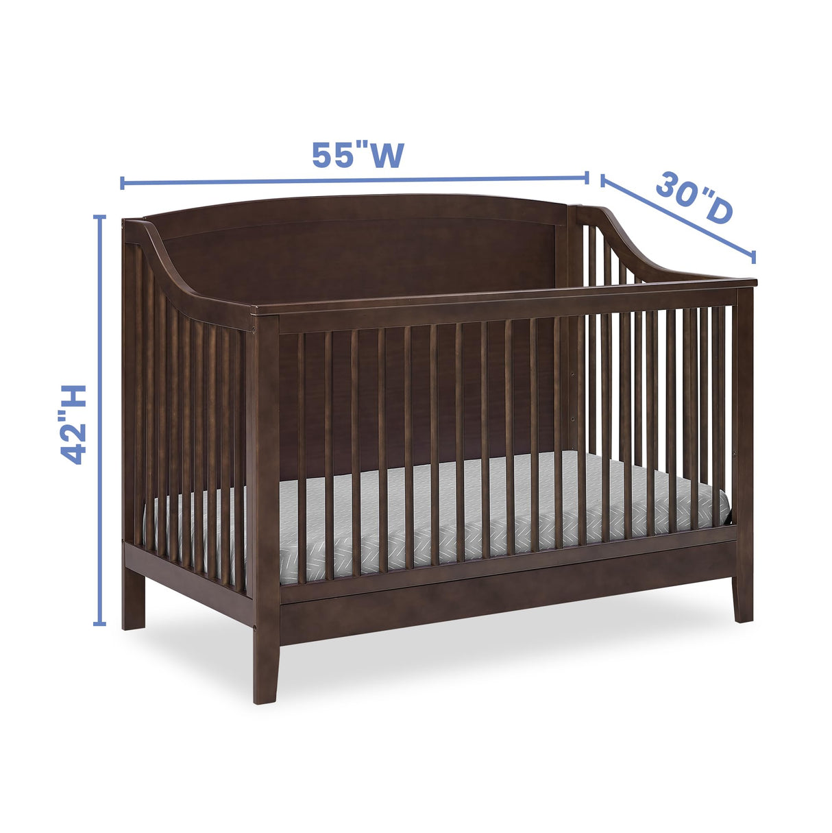 Campbell 6-in-1 Convertible Crib - Greenguard Gold Certified, Walnut Espresso