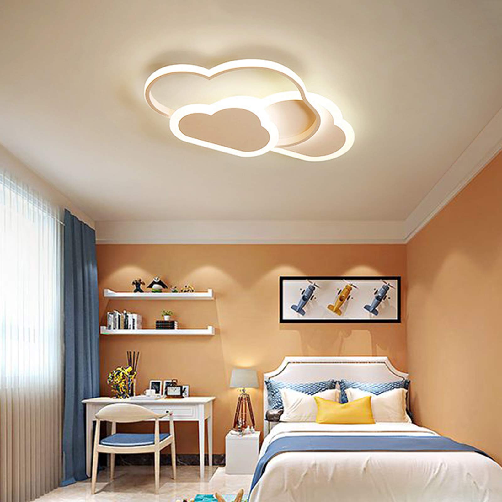 Dimmable LED Cloud Ceiling Light - Modern Flush Mount Lamp for Kids Room