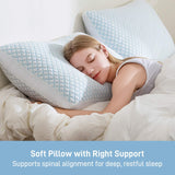 Shredded Memory Foam Cooling Soft Pillows King Size Set of 2, Adjustable Hypoallergenic Hotel Quality Bed Pillow for Side, Back and Stomach Sleeper, Bamboo Viscose Cover, Oeko-TEX Certified