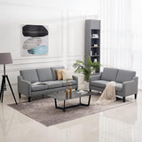 Mid-Century Modern Grey Loveseat and Sofa Set,53" Small Love Seat+71" Sofa Couch