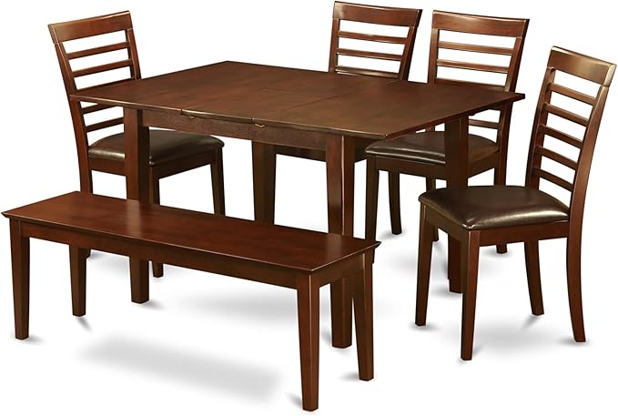 MAH-W 7 Piece Modern Dining Table Set Consist of a Rectangle Wooden Table with Butterfly Leaf