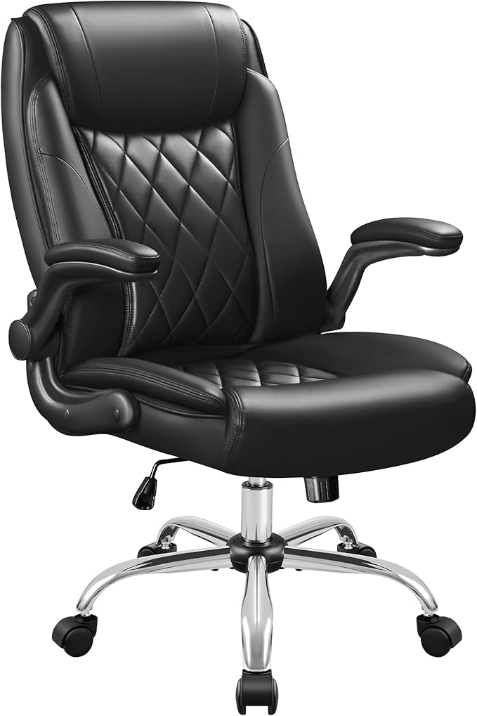 Executive Office Chair, Ergonomic High Back with Adjustable Flip-up Armrest