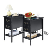 End Tables,Narrow Nightstands with Charging Station & USB Ports &Drawers