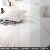 White Comforter Set Queen Size Soft Bedding Sets Boho Striped Pattern Lightweight