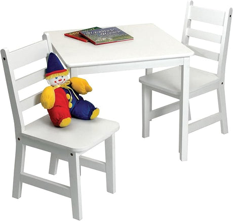 Child's Square Table and 2 Chairs, White