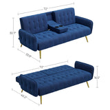 Sofa Bed, Convertible Couch with 2 Cup Holders and Removable Armrests,