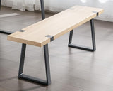 60" Wood Dining Bench with Black Metal Legs for Dining Room, Kitchen, Black