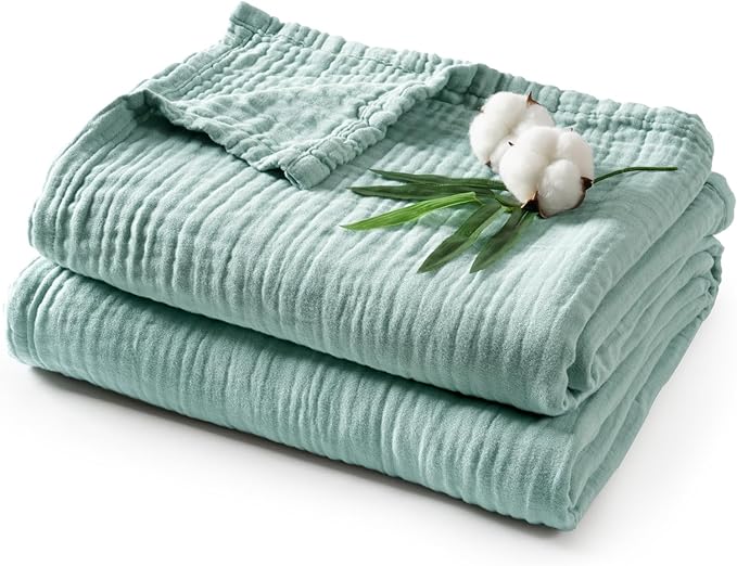 Cooling Muslin Throw Blanket for Hot Sleepers, 60% Rayon Derived from Bamboo