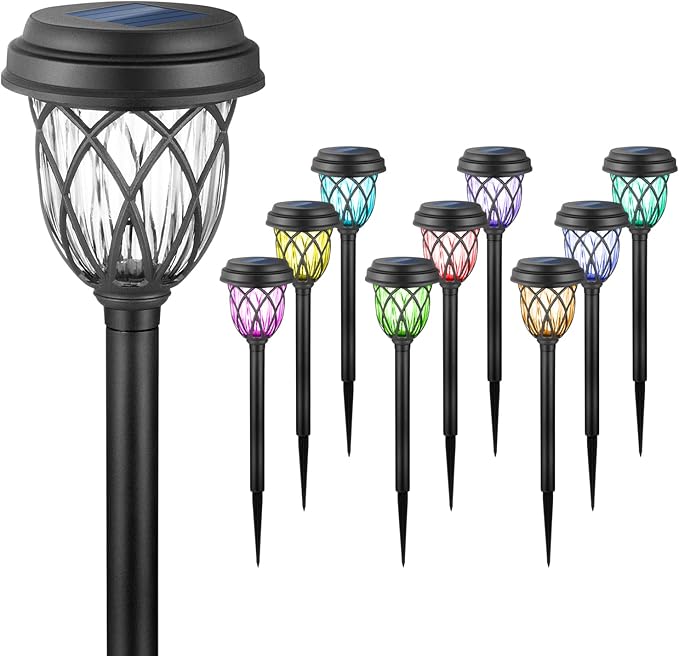 10 Pack Solar Lights Outdoor Garden Pathway Solar Powered Yard Lights for Walkway