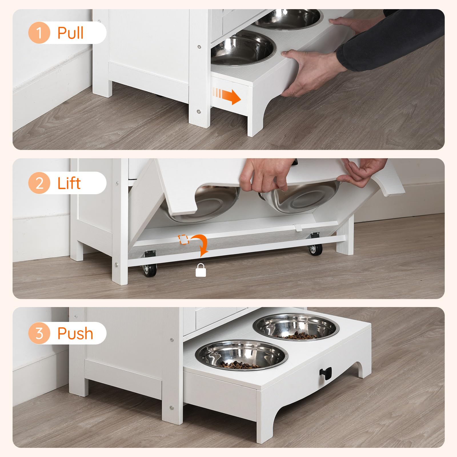 Elevated Dog Feeding Station with Storage Cabinet
