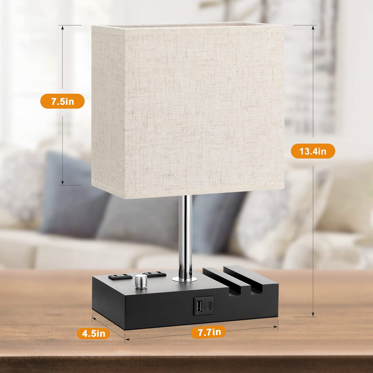 Bedside Lamps for Bedroom Set of 2, Kakanuo Fully Dimmable Small Beige Nightstand Lamps