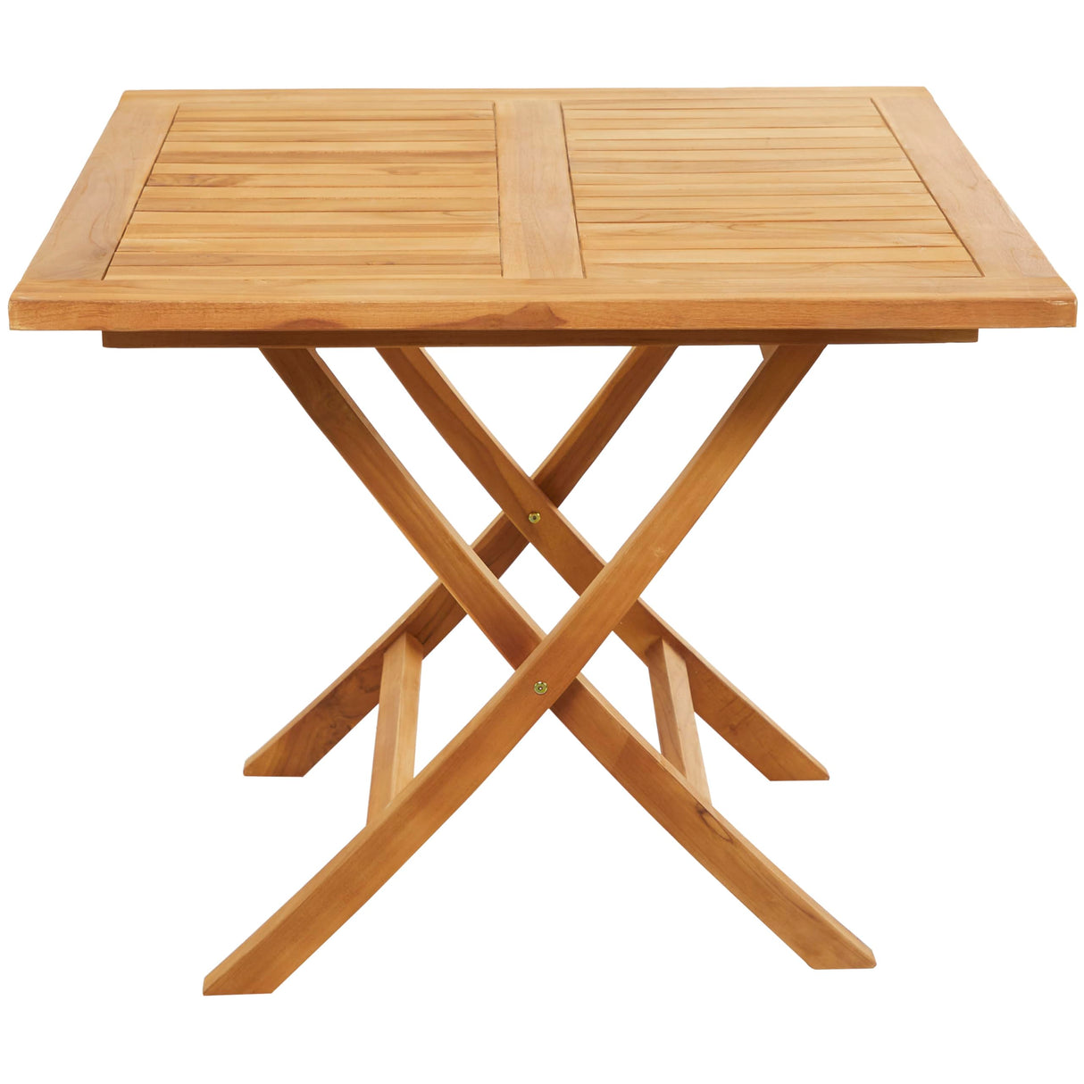 Teak Wood Slatted Outdoor Dining Table, 36" x 36" x 30", Brown