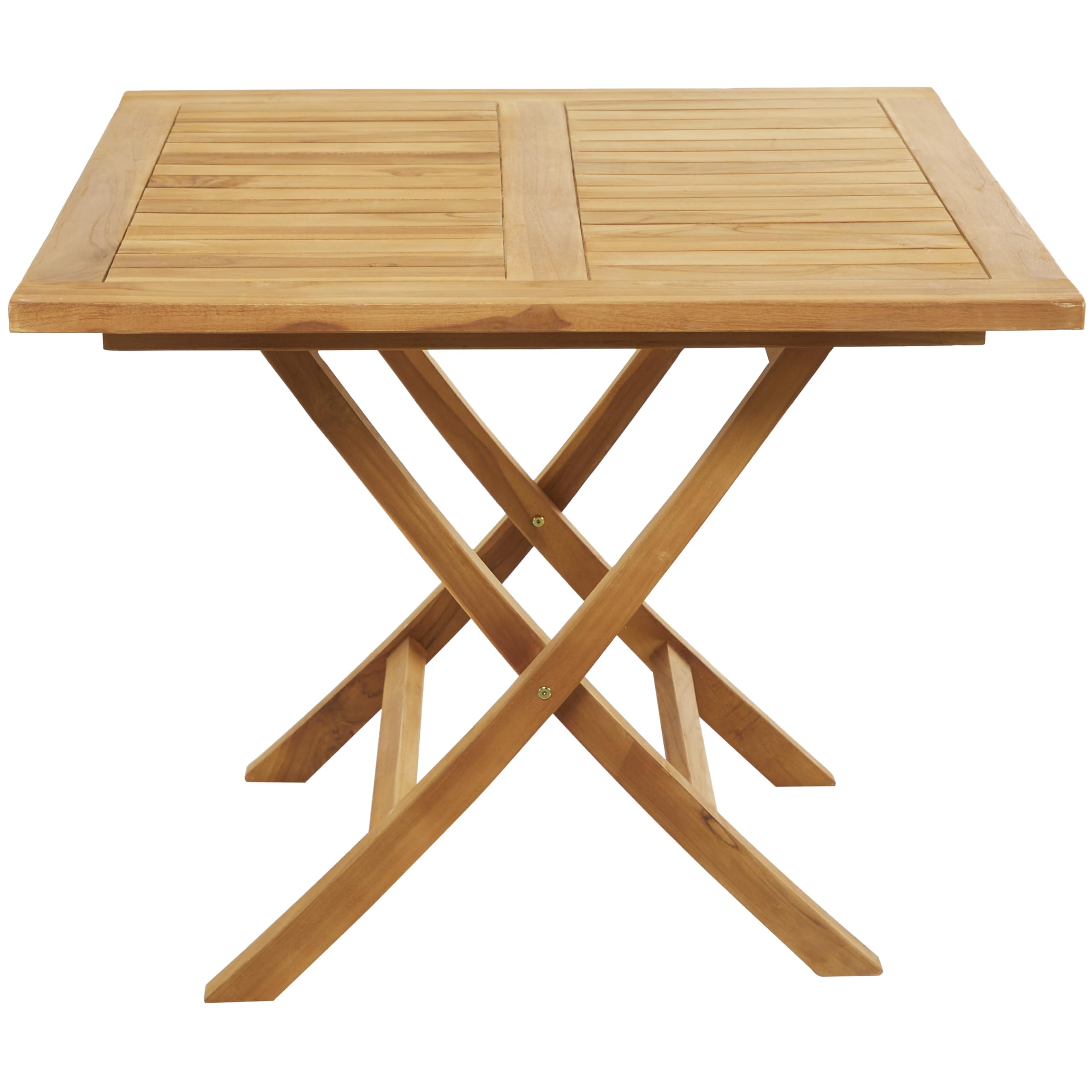 Teak Wood Slatted Outdoor Dining Table, 36" x 36" x 30", Brown