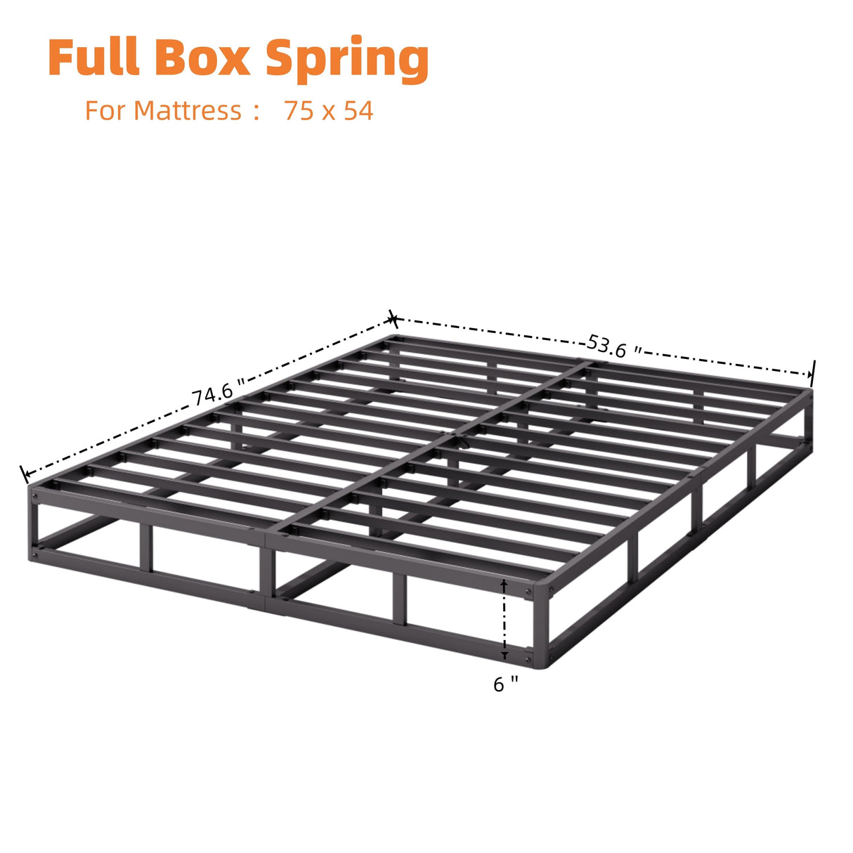 Full Size Box Spring, Box Spring Full Size Bed, 6 Inch Height Full Box Spring with Cover