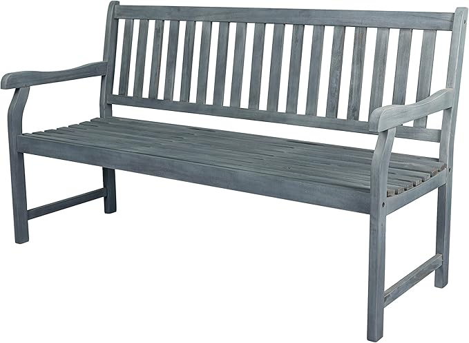 BNH101A Laurel 59.1" 3-Seat Slat-Back 600-Lbs Support Acacia Wood Outdoor