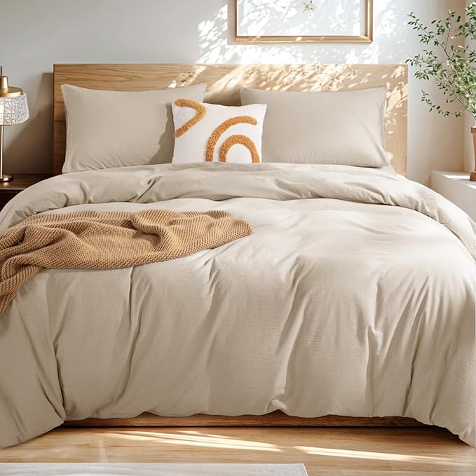 100% Washed Cotton Duvet Cover Set 3 Pieces Cotton Duvet Cover Set 2 Pillowcase 1 Soft Duvet Cover