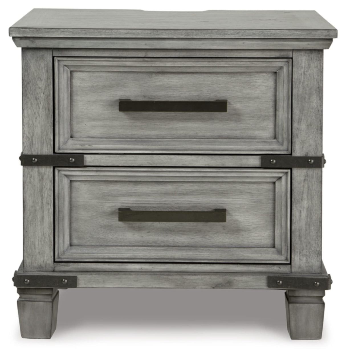 Signature Design by Ashley Russelyn Rustic 2 Smooth-Gliding Drawers Night Stand with Outlets & USB Ports, Gray