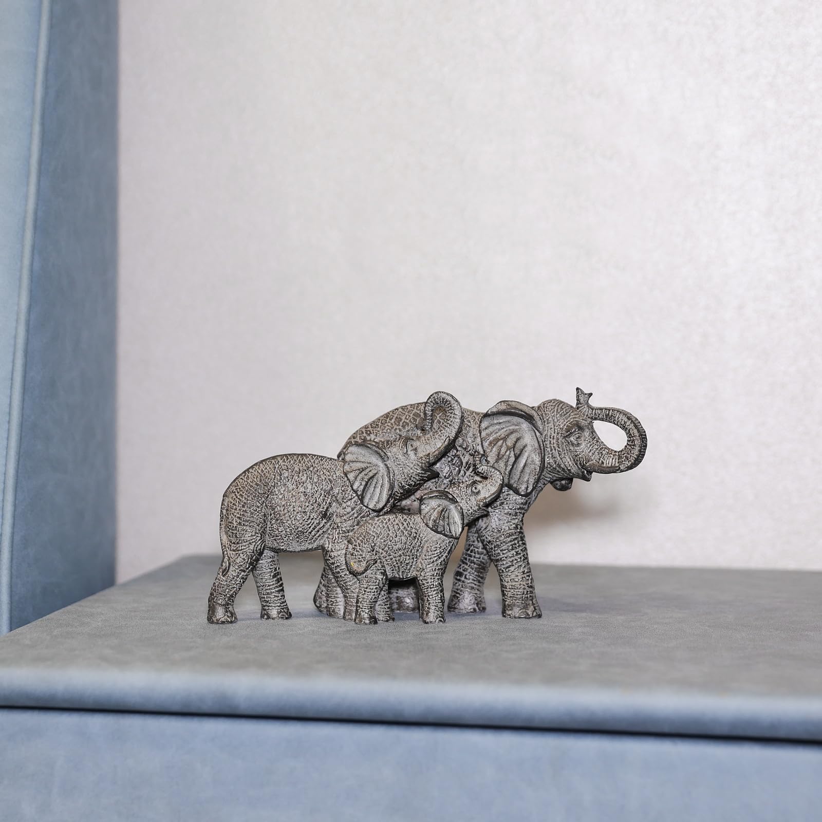 Adorn Your Space with Charm: Resin Elephant Family Decor Sculpture, Perfect Addition