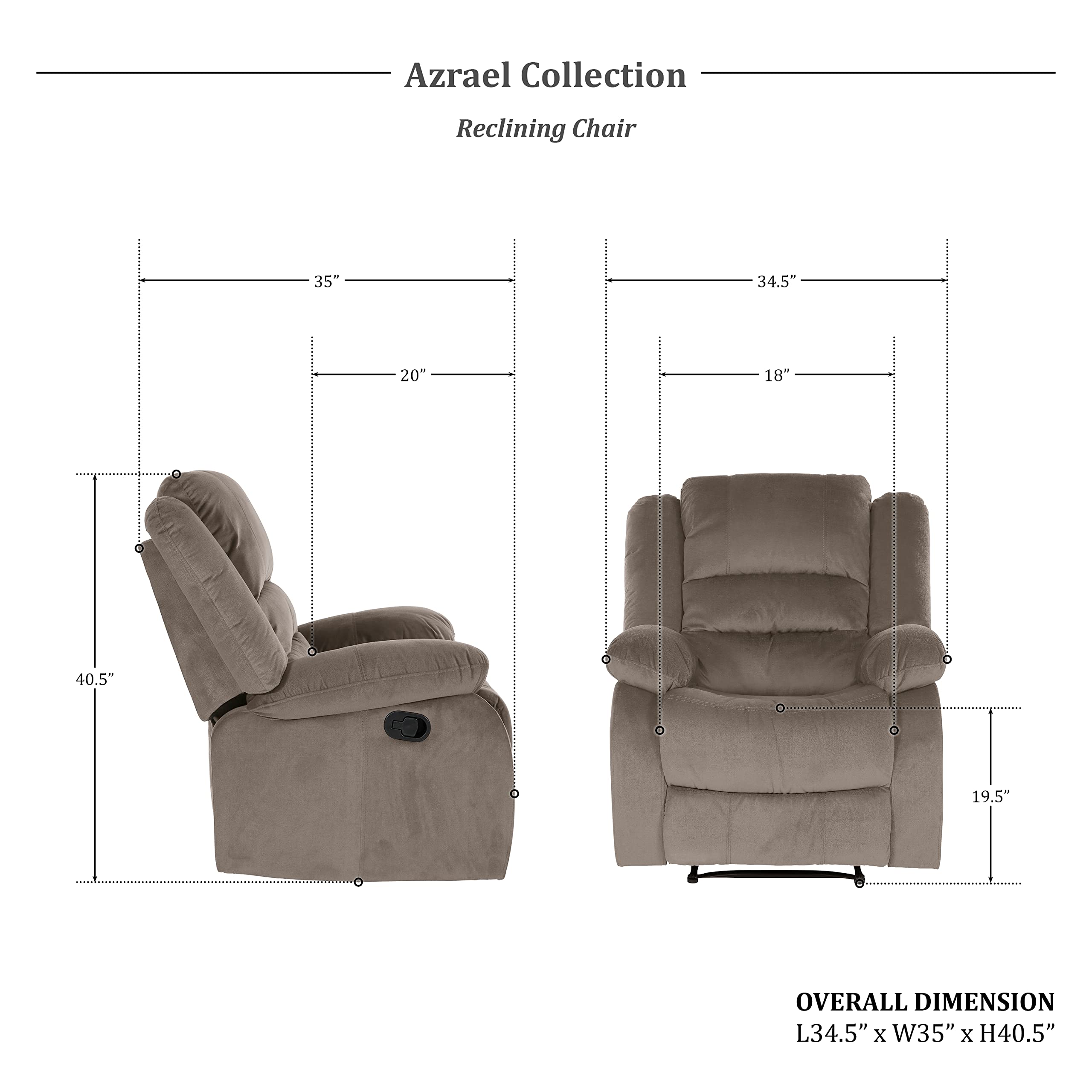 CozyCore Manual Recliner Chair – Zig Zag Spring Seat, Tab Pull Recline