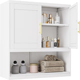 Metal Bathroom Wall Cabinet with Doors and Shelves, Over The Toilet Storage Cabinet