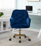 Velvet Swivel Chair, Mid-Century Leisure Arm Chair with Wheel Five Star Base