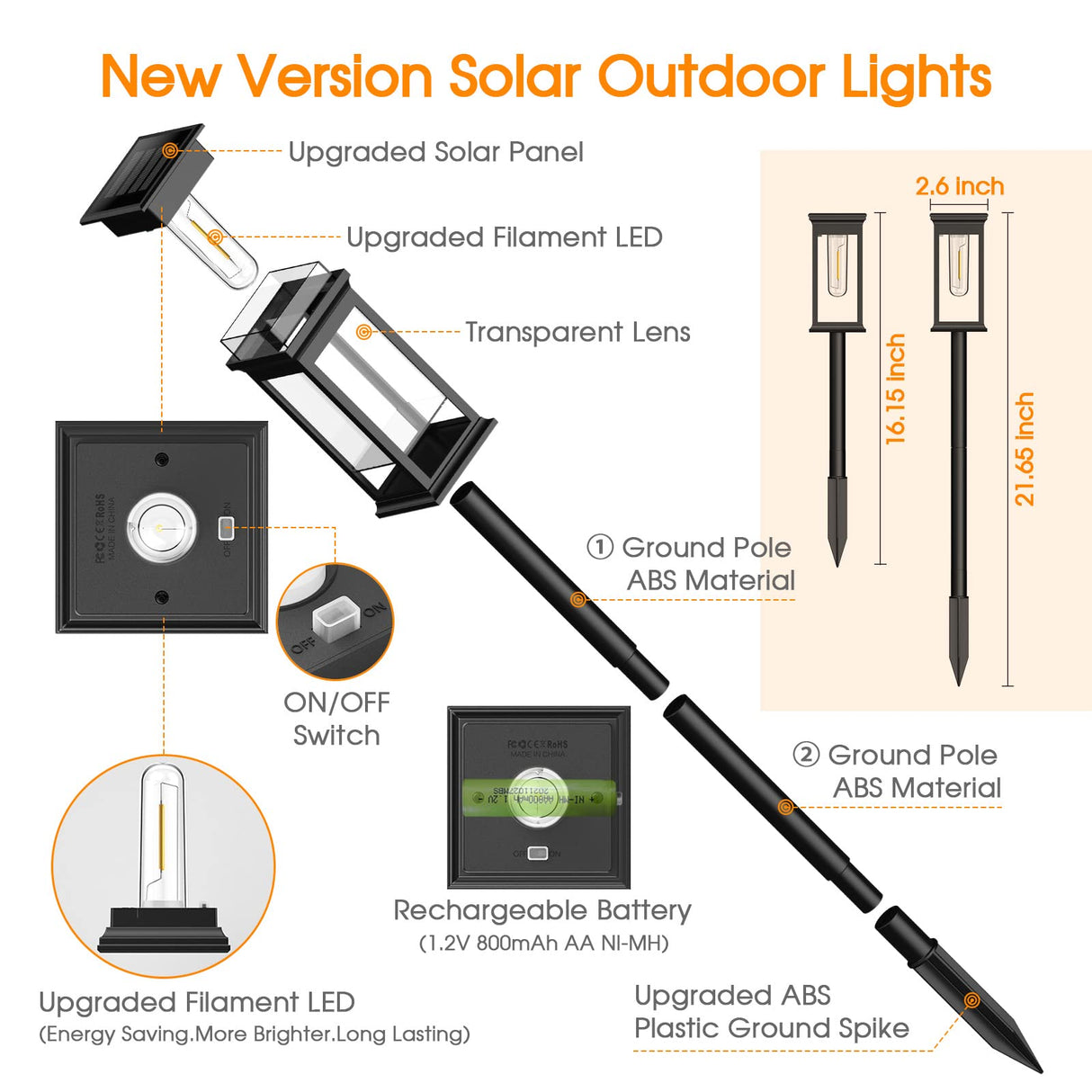 Solar Pathway Lights Outdoor, 8 Pack Upgraded Solar Outdoor Lights