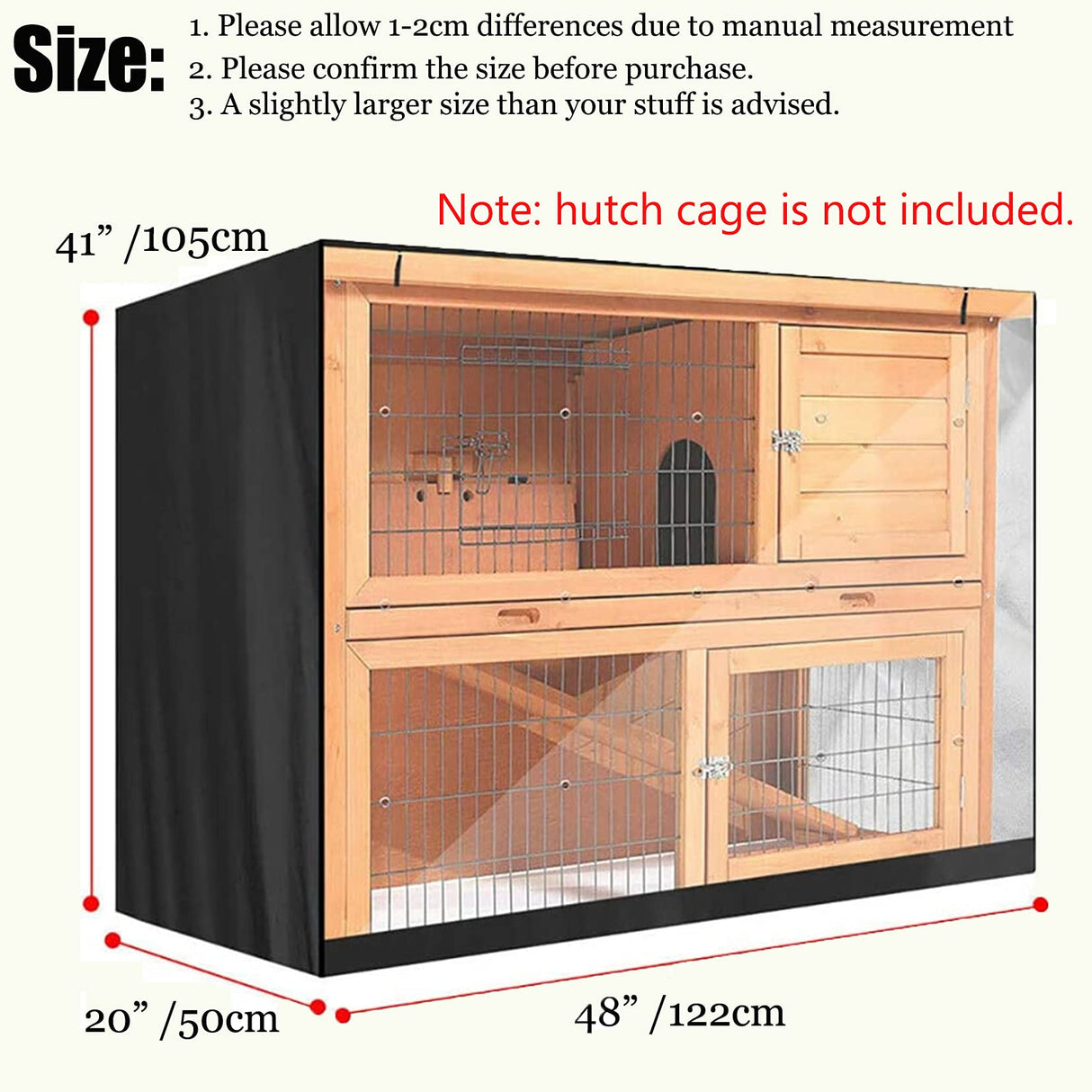 Heavy Duty Double 420D Decker Rabbit Hutch Cover Windproof Rectangular