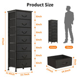 Black Tall Dresser for Bedroom, Storage Dresser Organizer with 7 Fabric Drawers,