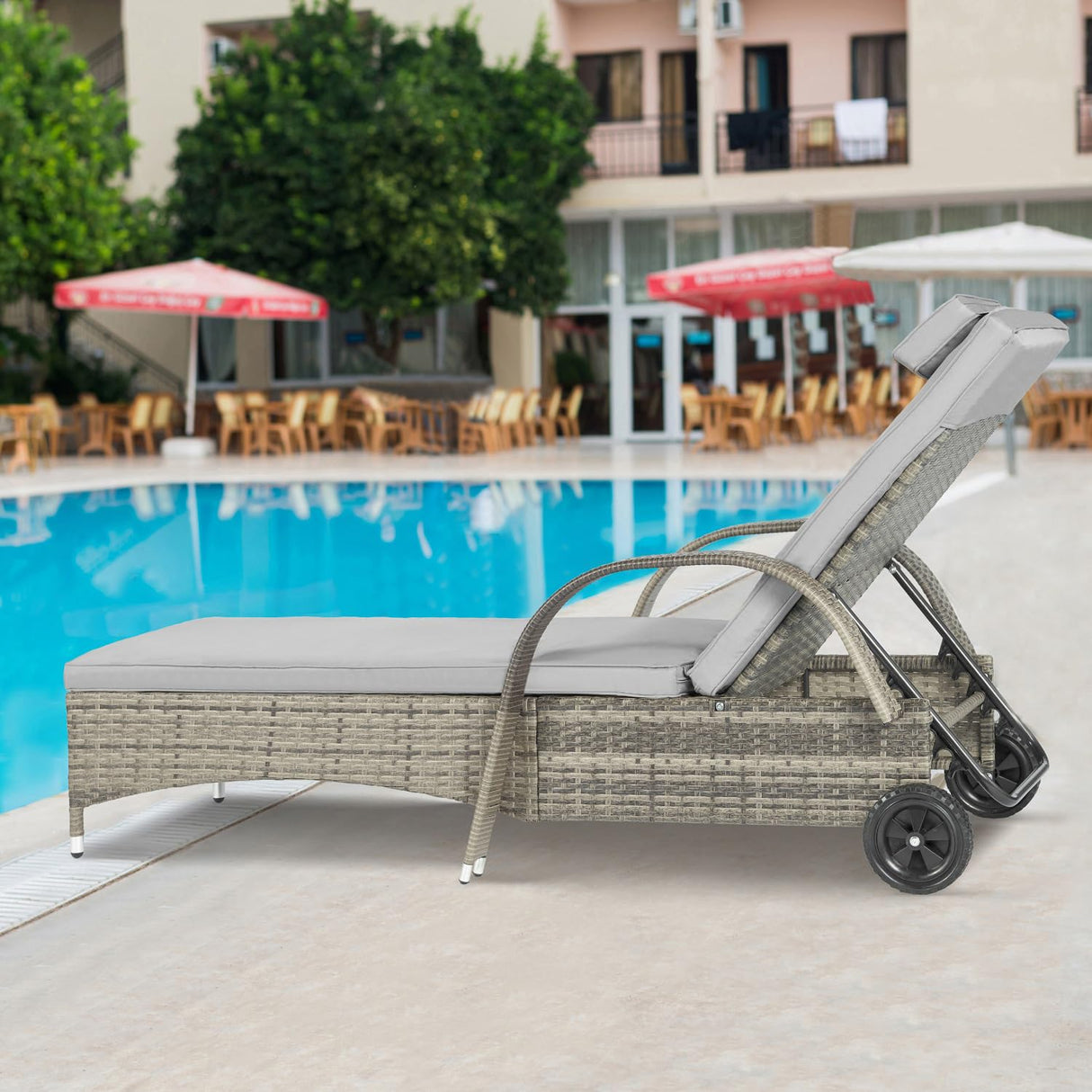 3 Pieces Outdoor Chaise Lounge Chairs Set Outdoor Pool Lounge Chairs Set of 2