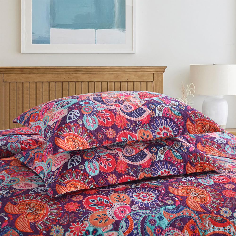 Cotton Bedspread Quilt Bedding Sets, 3 Pieces Reversible Coverlet Sets Comforters