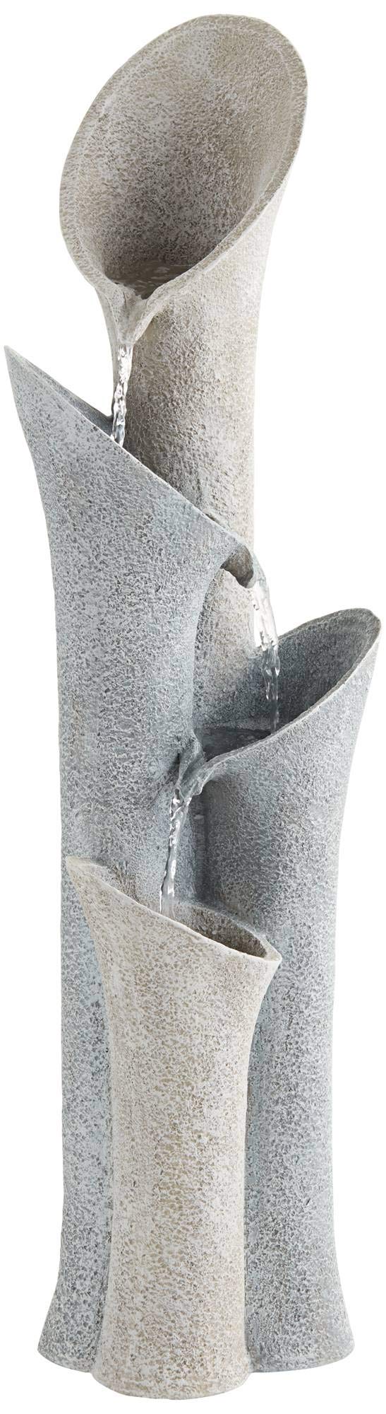 Outdoor Floor Tiered Water Fountain 34" High Cascading Decor Faux Stone for Garden