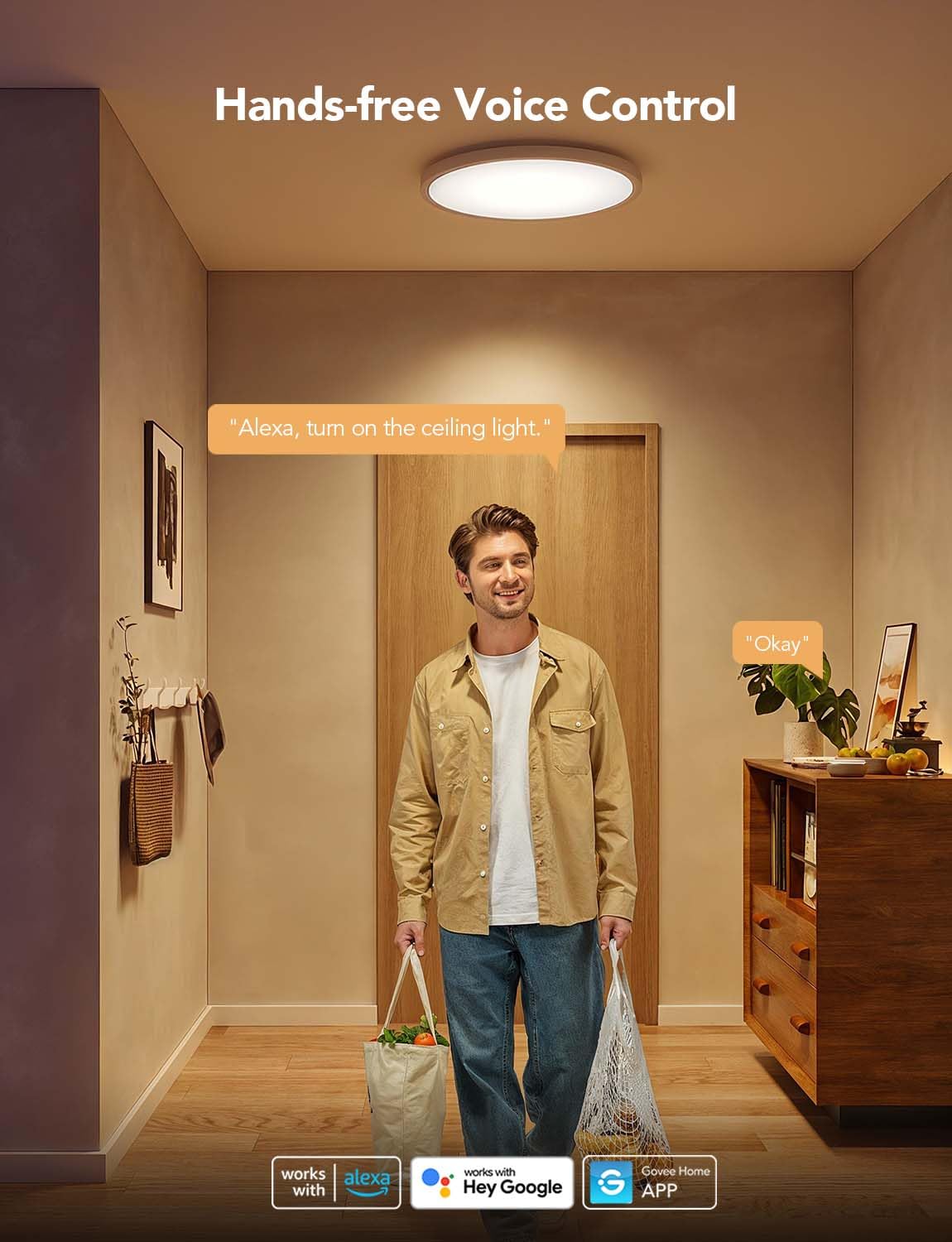 Smart RGBIC LED Ceiling Light Fixture - 2400LM Flush Mount, 12 Inch, 2 Pack