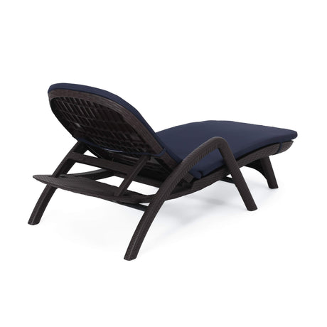 Home Chaise Lounge Set, Dark Brown + Navy Blue