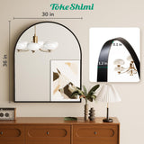 TokeShimi 30×36 Black Arched Aluminum Mirror Bathroom with Tempered Glass,Shatterproof Modern Framed Mirror for Bedroom,Living Room,Entryway