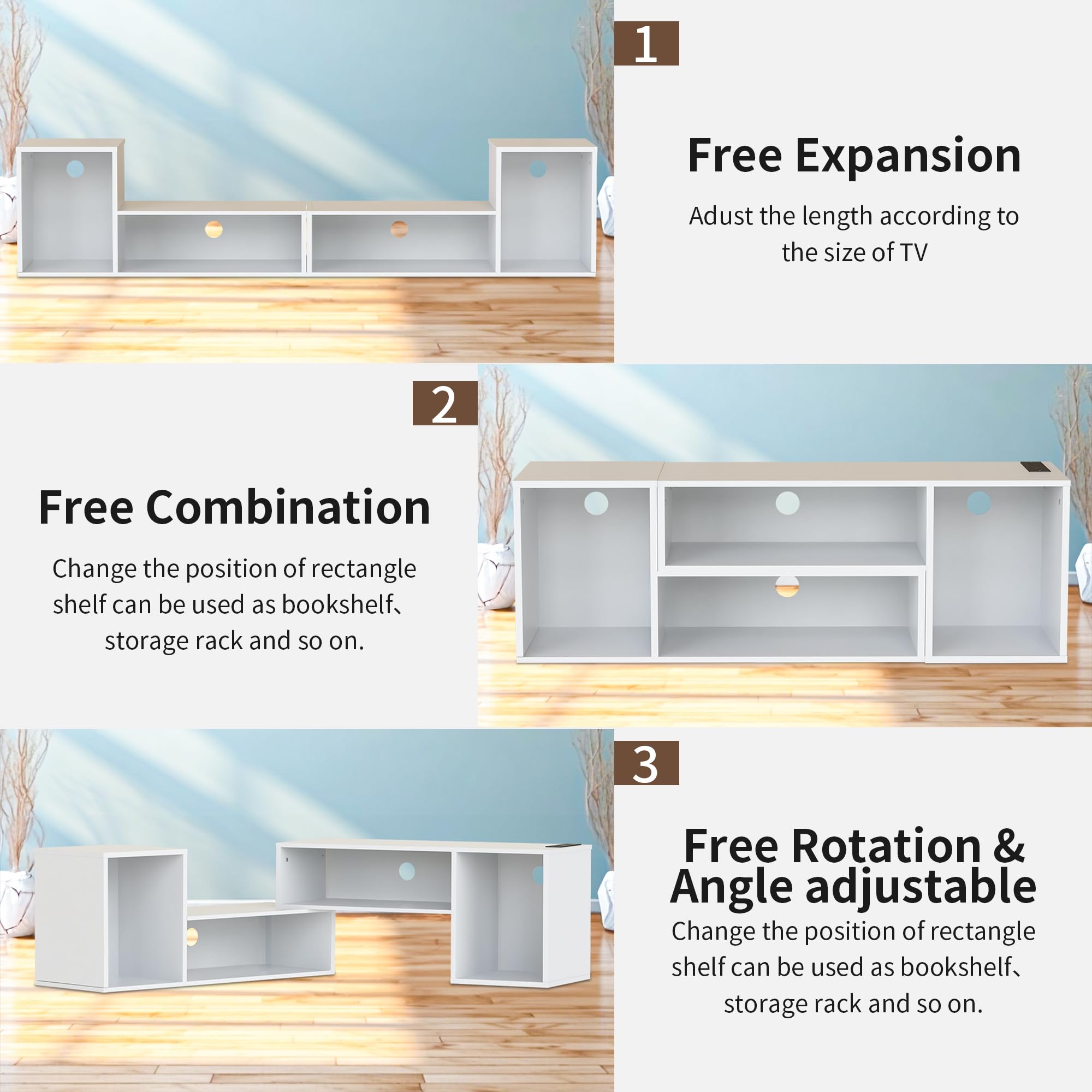 Modern L-Shaped LED TV Stand with Storage for 65-Inch TVs