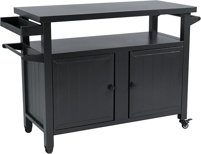 BBQ Grill Storage Cart/Bin, Grill Carts Outdoor Storage Cabinet with Wheels