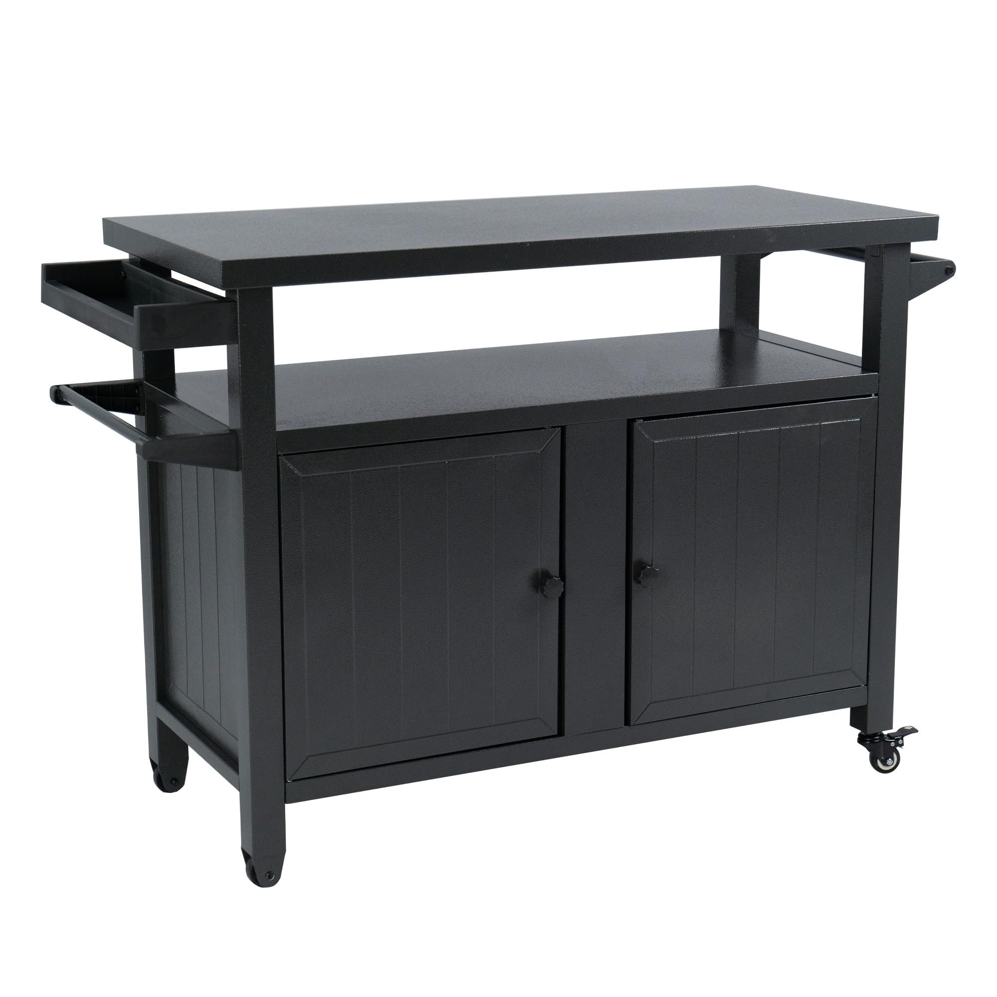 BBQ Grill Storage Cart/Bin, Grill Carts Outdoor Storage Cabinet with Wheels