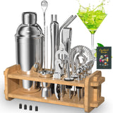 30pcs Mixology Bartender Kit with Stand, 25oz Bar Set Cocktail Shaker Set