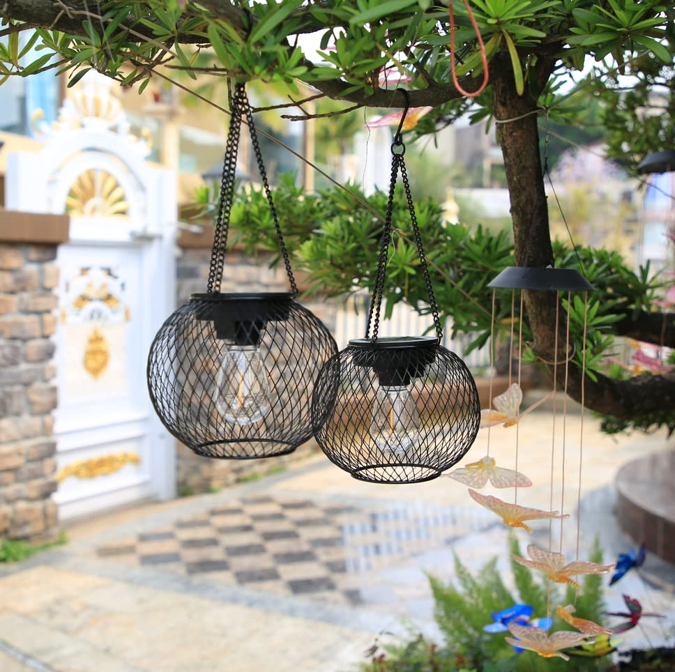 Solar Lantern Outdoor, Upgraded Hanging Lights Outdoor Garden Metal Lanterns Decorative