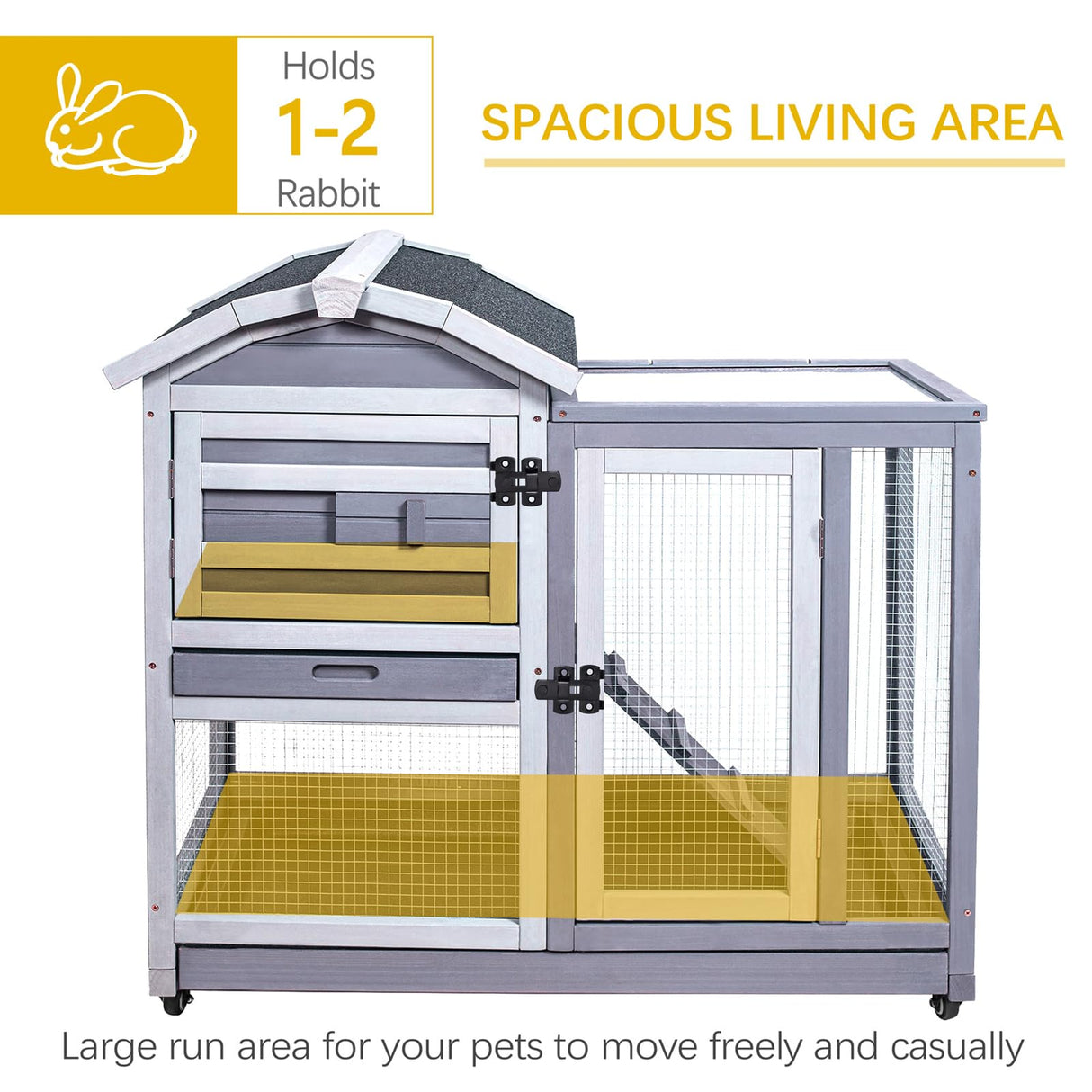 Rabbit Hutch Indoor Outdoor, Bunny Cages Wooden Pet House for Guinea Pig