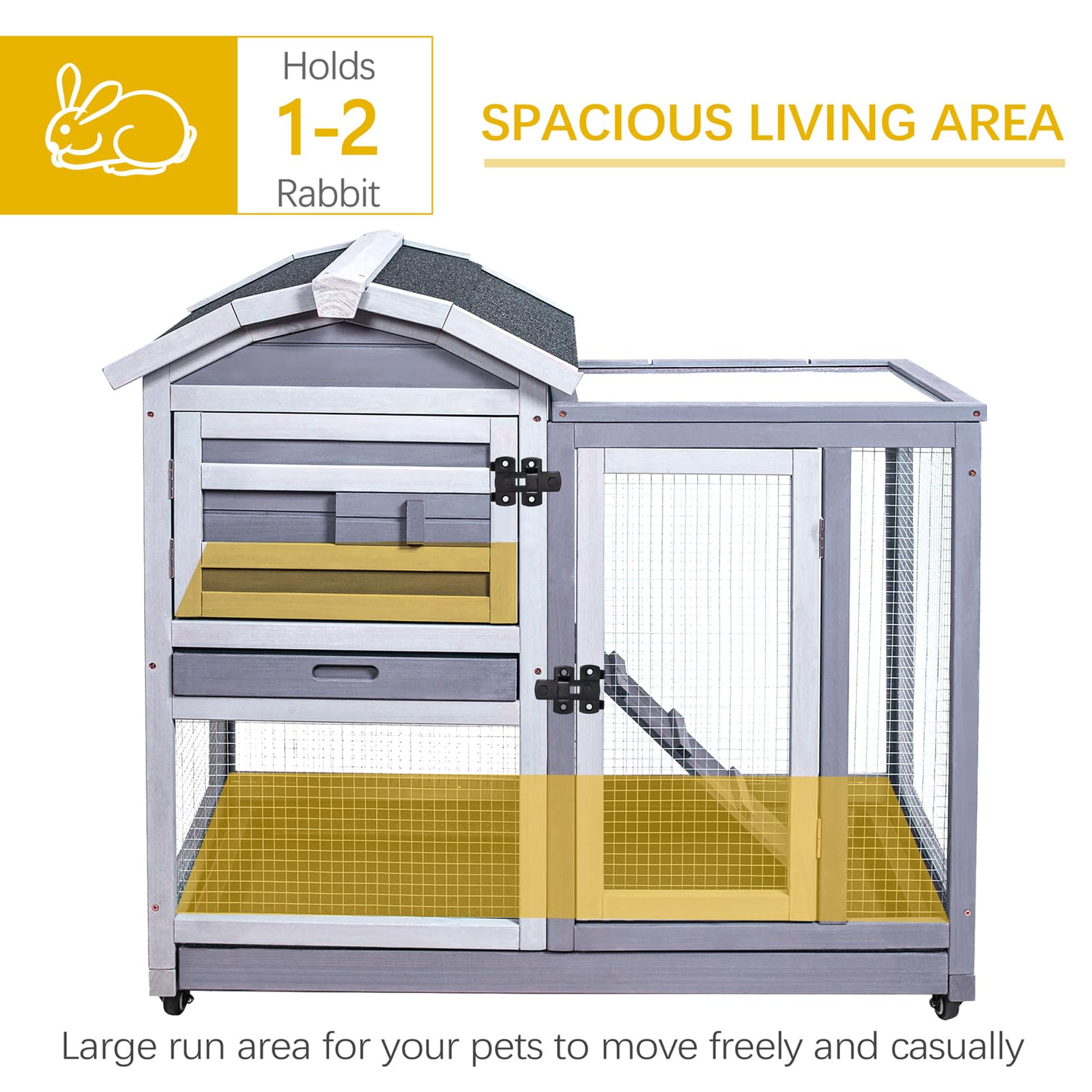 Rabbit Hutch Indoor Rabbit Cage Outdoor, Wooden Bunny Cages for Guinea Pig