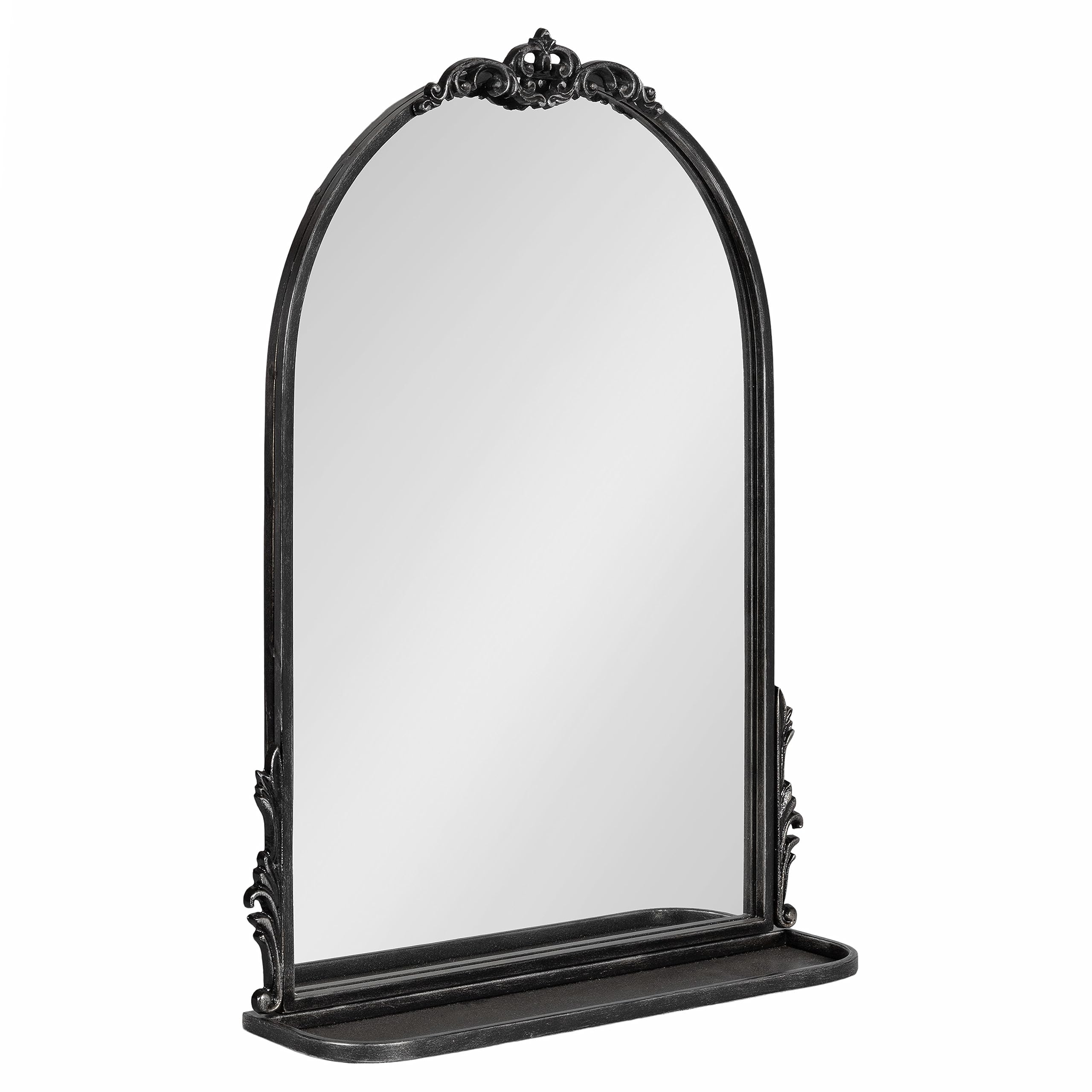 Arched Mirror with Shelf - 21x28 Antique Black