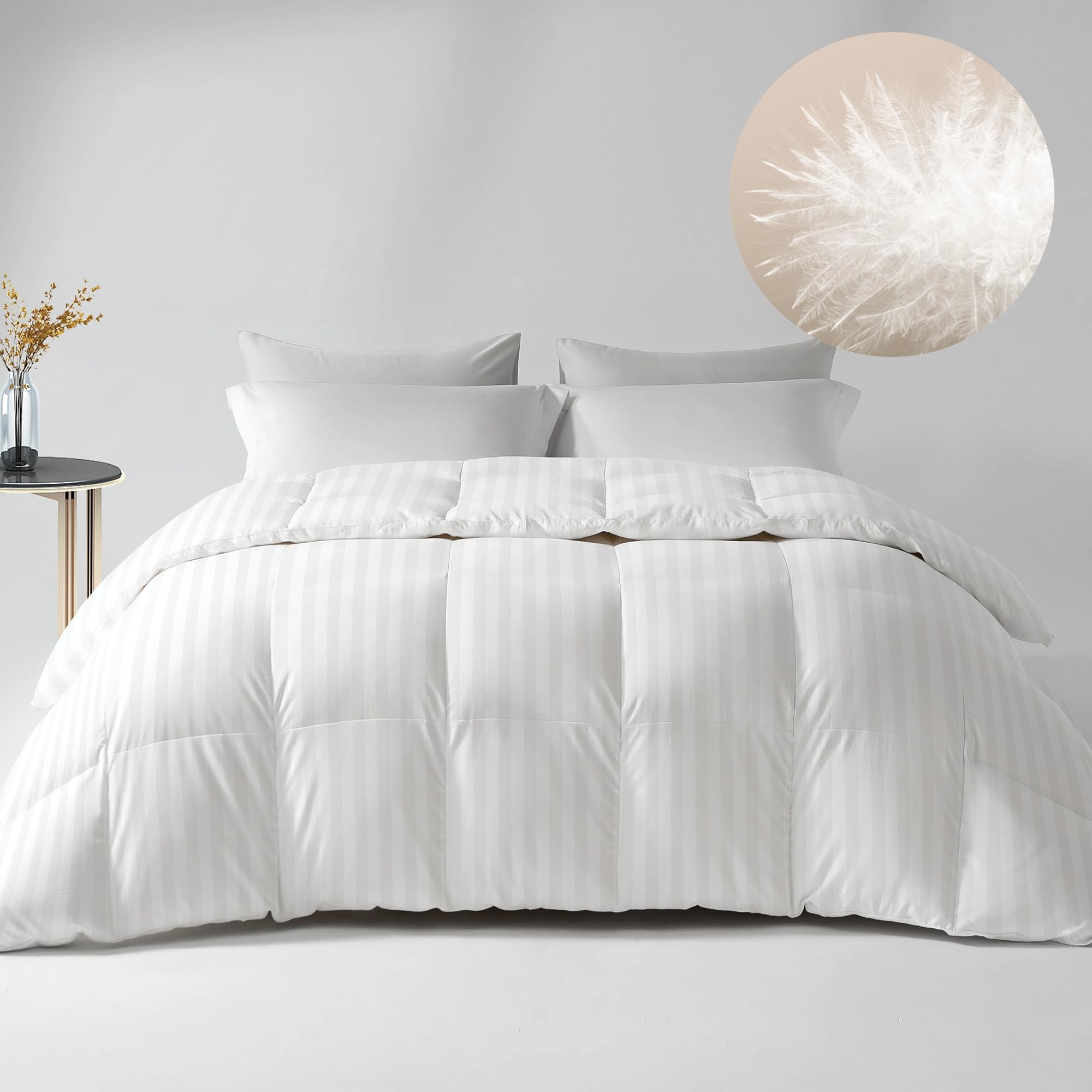 Down Feather Comforter Queen Size - All Season Hotel Duvet Insert
